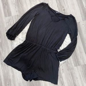 american eagle black peasant milkmaid romper